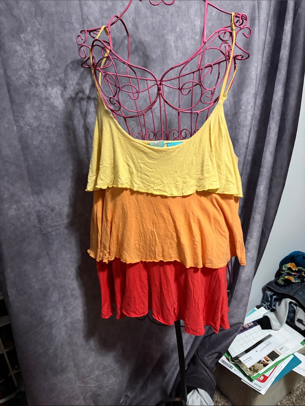 Hang Ten Yellow Tank with Aqua Logo Tag
